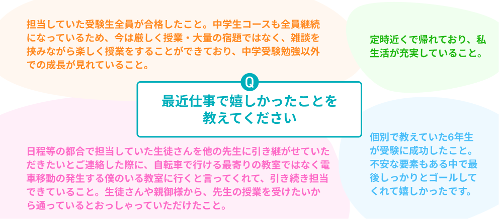 最近仕事で嬉しかったことを教えてください