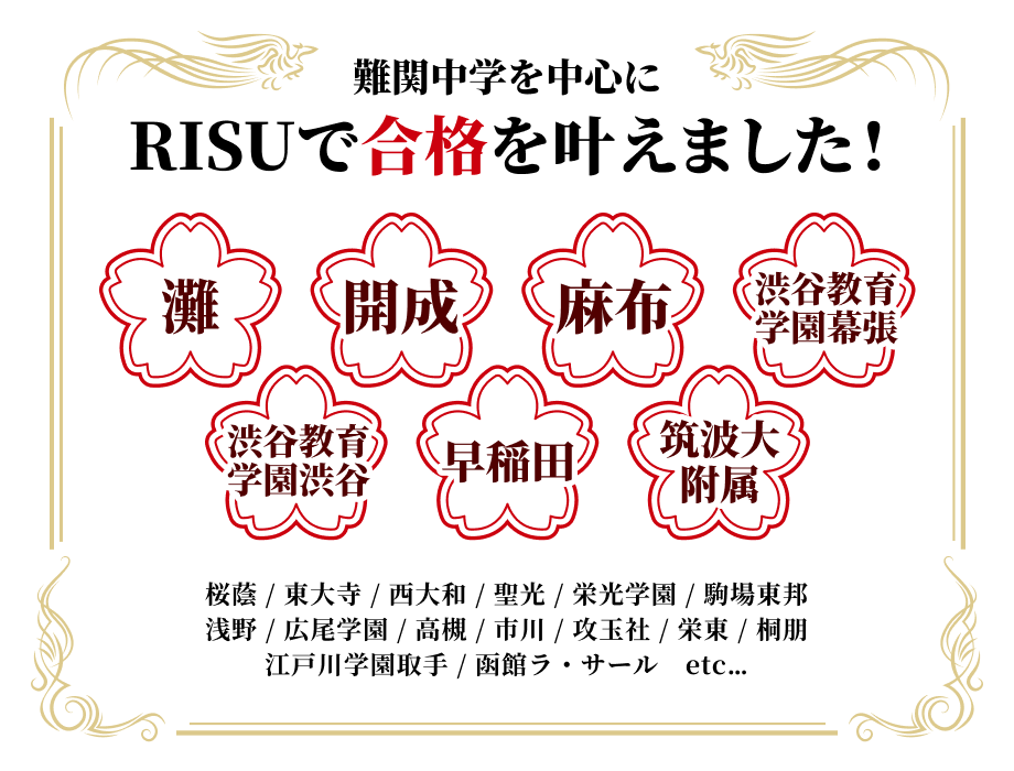難関中学を中心にRISUで合格を叶えました